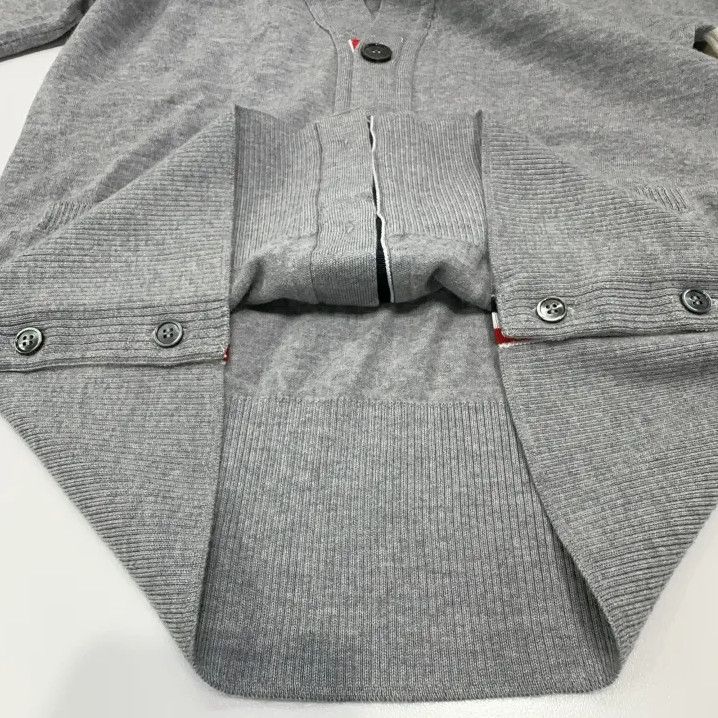Thom Browne Thom Browne Gray Wool V-Neck Cardigan Size US M / EU 48-50 / 2 - 9 Thumbnail