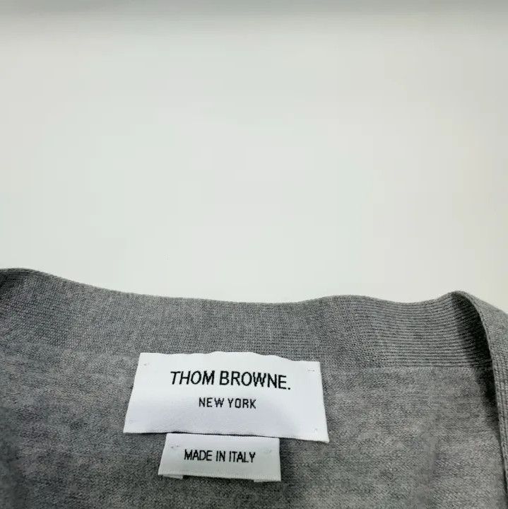 Thom Browne Thom Browne Gray Wool V-Neck Cardigan Size US M / EU 48-50 / 2 - 4 Thumbnail