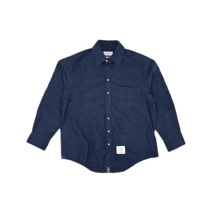 Thom Browne Thom Browne Navy Button-Up Long Sleeve Shirt Size US M / EU 48-50 / 2 - 2 Thumbnail
