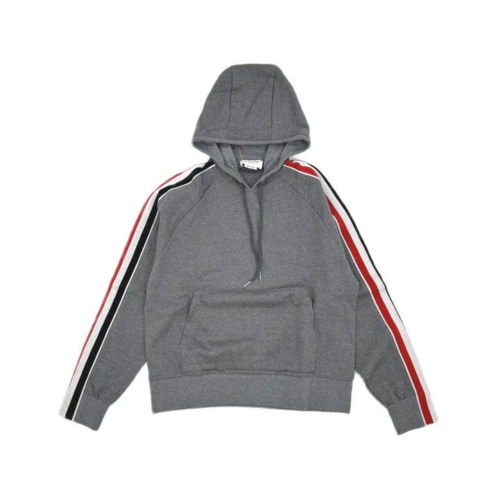 Thom Browne Thom Browne Gray Striped Hooded Sweatshirt for Men Size US M / EU 48-50 / 2 - 2 Thumbnail