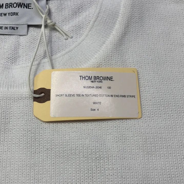 Thom Browne Thom Browne White Striped Short Sleeve T-Shirt Size US S / EU 44-46 / 1 - 6 Thumbnail