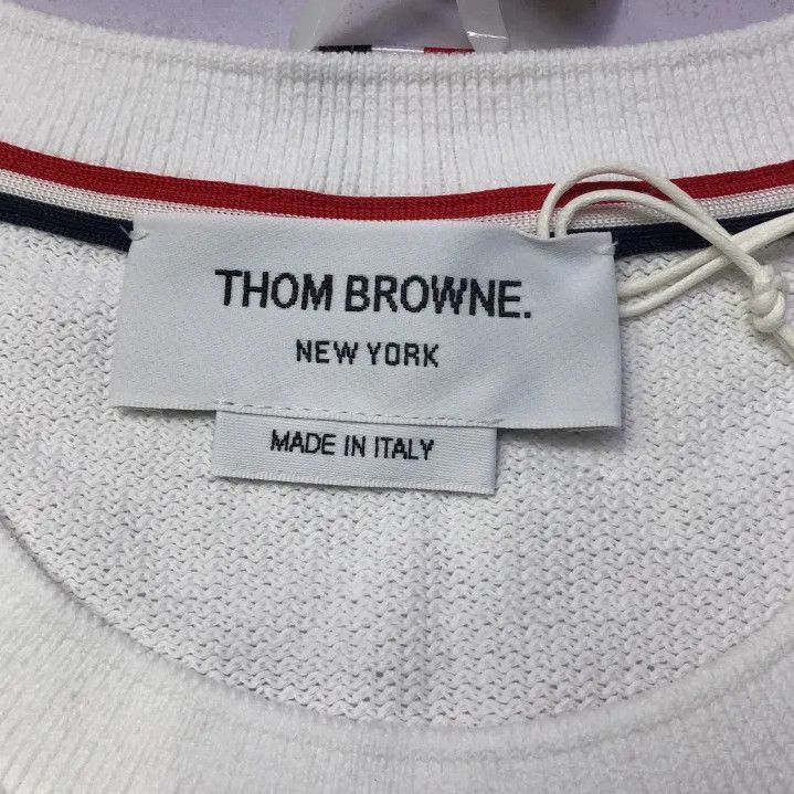 Thom Browne Thom Browne White Striped Short Sleeve T-Shirt Size US S / EU 44-46 / 1 - 4 Thumbnail