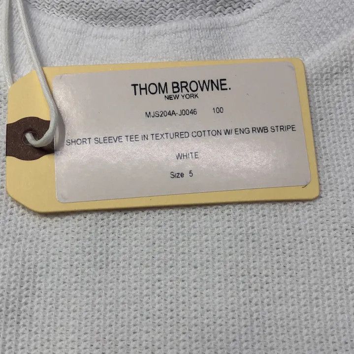 Thom Browne Thom Browne White Striped Short Sleeve T-Shirt Size US L / EU 52-54 / 3 - 6 Thumbnail