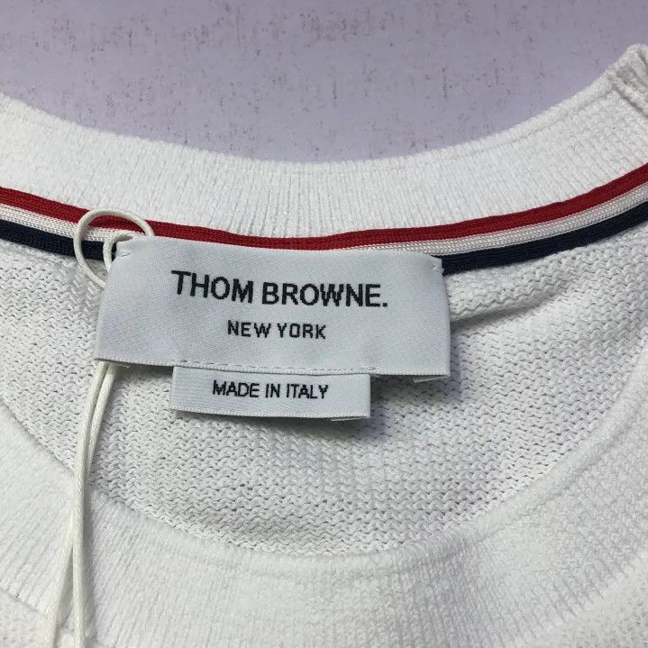 Thom Browne Thom Browne White Striped Short Sleeve T-Shirt Size US L / EU 52-54 / 3 - 4 Thumbnail