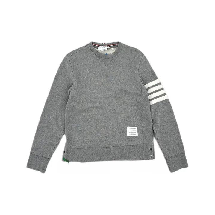 Thom Browne Thom Browne Gray Classic Four-Stripe Sweatshirt Size US M / EU 48-50 / 2 - 2 Thumbnail