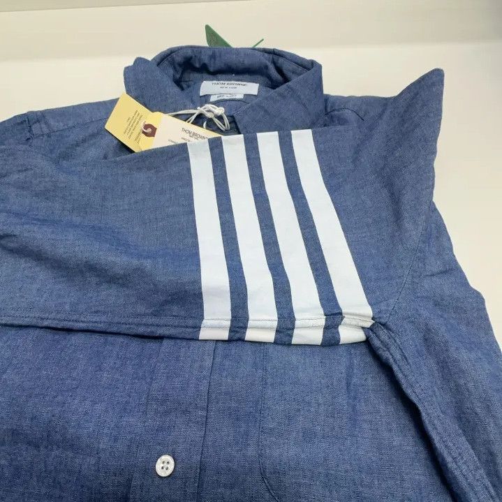 Thom Browne Thom Browne Classic Striped Blue Long Sleeve Shirt Size US M / EU 48-50 / 2 - 5 Thumbnail