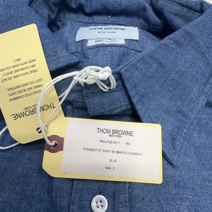 Thom Browne Thom Browne Classic Striped Blue Long Sleeve Shirt Size US M / EU 48-50 / 2 - 4 Thumbnail