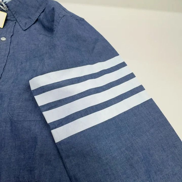 Thom Browne Thom Browne Classic Striped Blue Long Sleeve Shirt Size US M / EU 48-50 / 2 - 6 Thumbnail