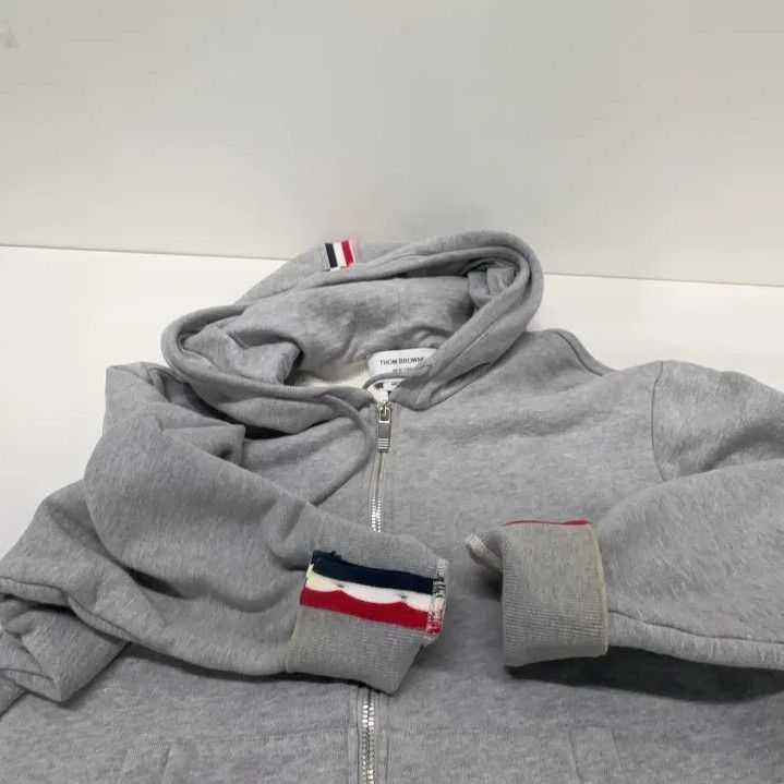 Thom Browne Thom Browne Gray Zip Hooded Sweatshirt for Men Size US XS / EU 42 / 0 - 11 Thumbnail