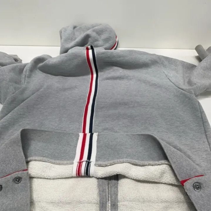 Thom Browne Thom Browne Gray Zip Hooded Sweatshirt for Men Size US XS / EU 42 / 0 - 12 Thumbnail