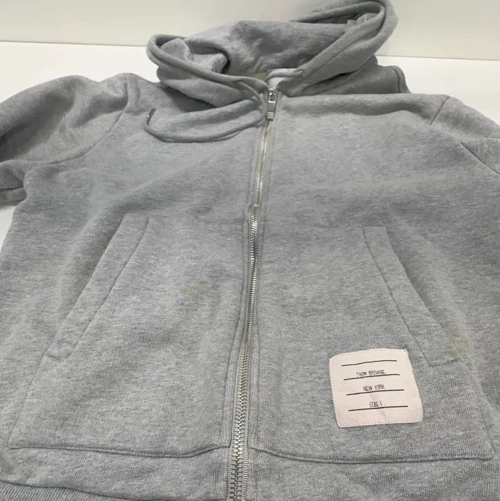 Thom Browne Thom Browne Gray Zip Hooded Sweatshirt for Men Size US XS / EU 42 / 0 - 9 Thumbnail