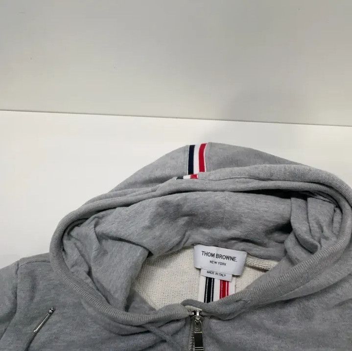 Thom Browne Thom Browne Gray Zip Hooded Sweatshirt for Men Size US XS / EU 42 / 0 - 8 Thumbnail