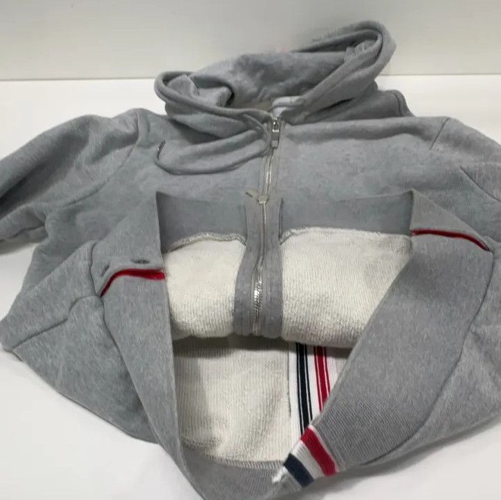 Thom Browne Thom Browne Gray Zip Hooded Sweatshirt for Men Size US XS / EU 42 / 0 - 10 Thumbnail