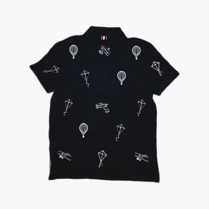 Thom Browne Thom Browne Navy Graphic Short Sleeve Polo Size US M / EU 48-50 / 2 - 3 Thumbnail
