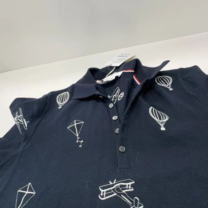 Thom Browne Thom Browne Navy Graphic Short Sleeve Polo Size US M / EU 48-50 / 2 - 10 Thumbnail