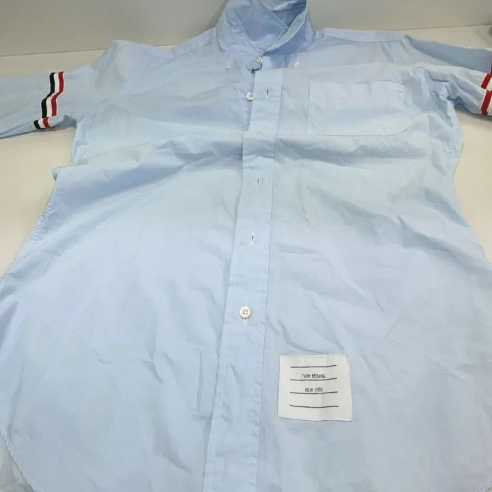 Thom Browne Thom Browne Long Sleeve Button-Up Shirt in Light Blue Size US S / EU 44-46 / 1 - 10 Thumbnail