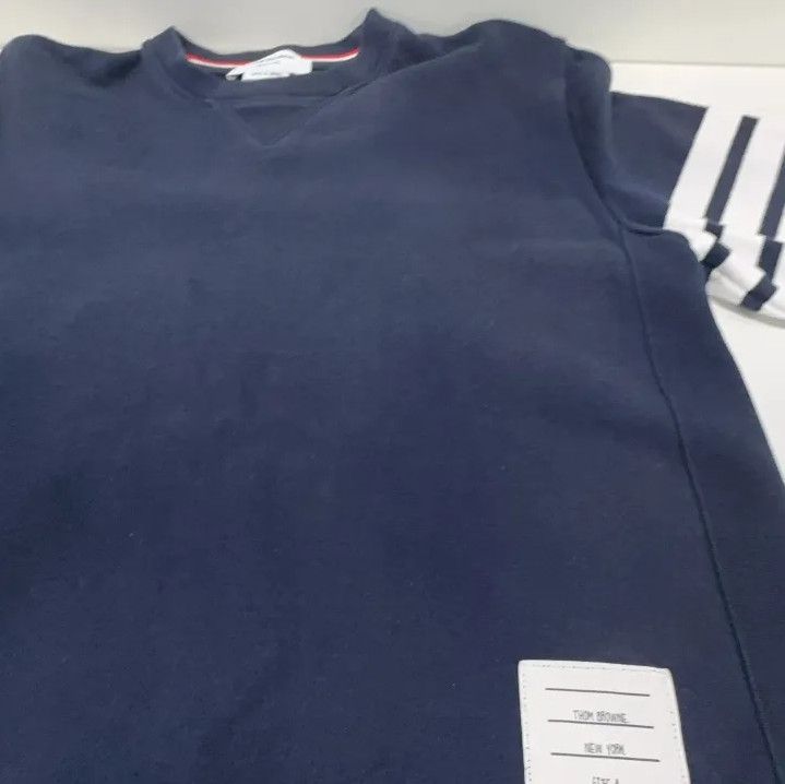 Thom Browne Thom Browne Classic Navy Blue Crewneck Sweatshirt Size US L / EU 52-54 / 3 - 16 Thumbnail
