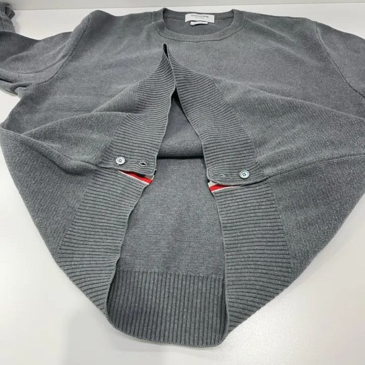 Thom Browne Thom Browne Gray Long Sleeve Knit Sweatshirt Size US L / EU 52-54 / 3 - 9 Thumbnail