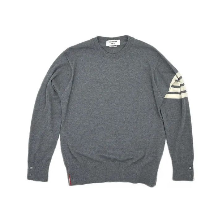 Thom Browne Thom Browne Gray Striped Long Sleeve Sweater Size US M / EU 48-50 / 2 - 2 Thumbnail