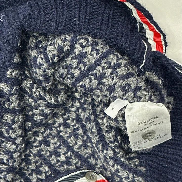 Thom Browne Thom Browne Navy Striped Sweater with Crew Neck Size US M / EU 48-50 / 2 - 2 Thumbnail