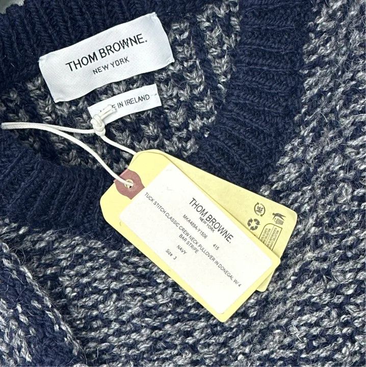Thom Browne Thom Browne Navy Striped Sweater with Crew Neck Size US M / EU 48-50 / 2 - 3 Thumbnail