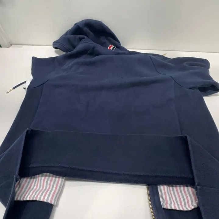 Thom Browne Thom Browne Classic Navy Hoodie with Stripes Size US S / EU 44-46 / 1 - 15 Thumbnail