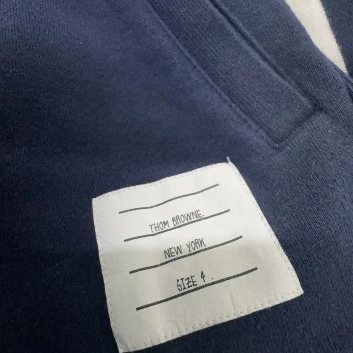 Thom Browne Thom Browne Classic Navy Hoodie with Stripes Size US S / EU 44-46 / 1 - 4 Thumbnail