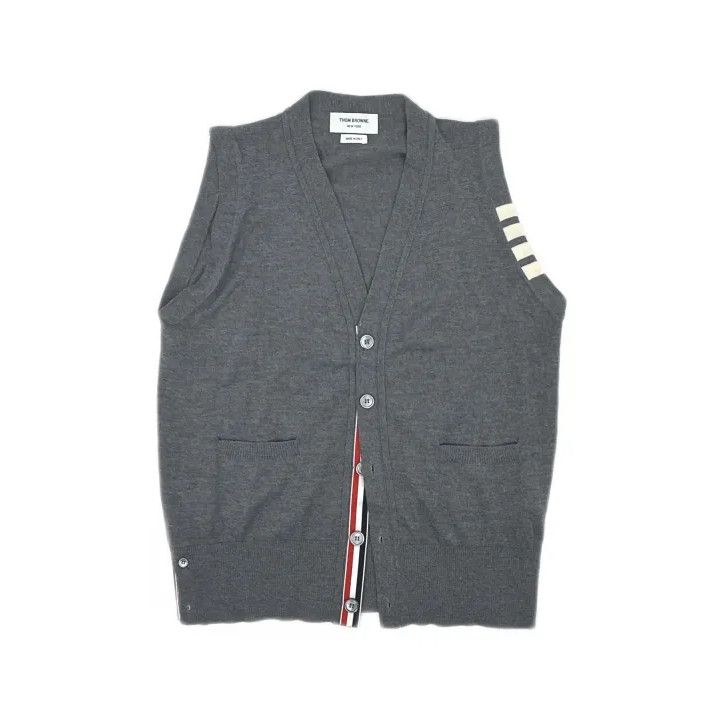Thom Browne Thom Browne Gray Wool Vest for Men Size US M / EU 48-50 / 2 - 2 Thumbnail