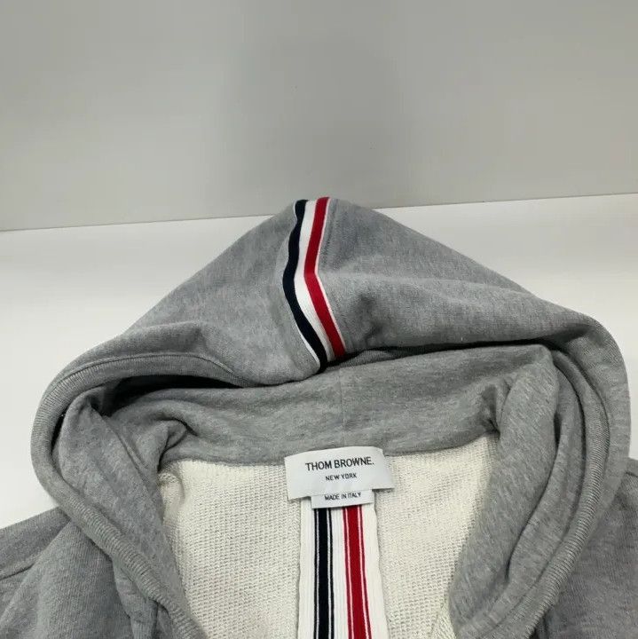 Thom Browne Thom Browne Gray Zip-Up Hoodie with Stripes Size US M / EU 48-50 / 2 - 8 Thumbnail
