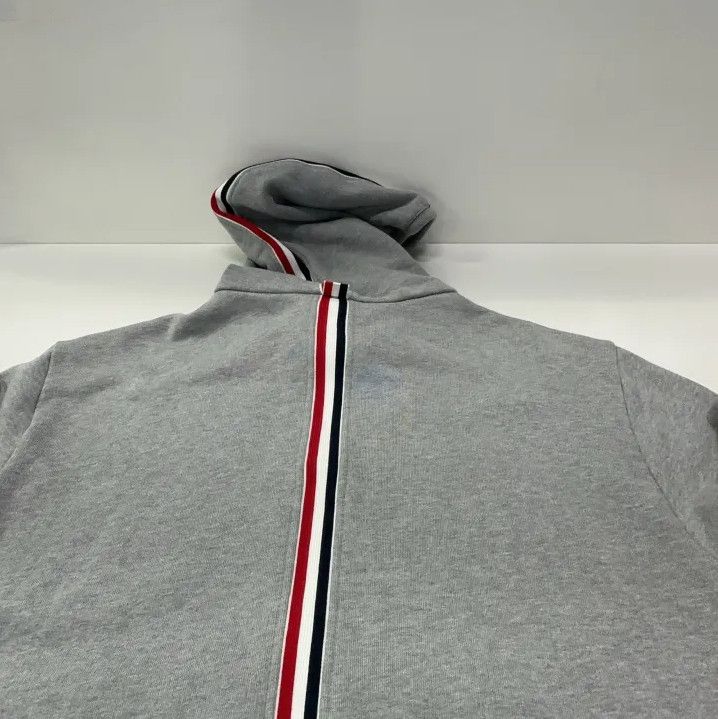 Thom Browne Thom Browne Gray Zip-Up Hoodie with Stripes Size US M / EU 48-50 / 2 - 20 Thumbnail