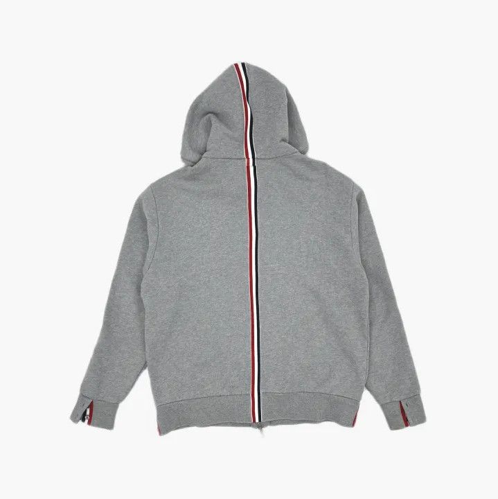 Thom Browne Thom Browne Gray Zip-Up Hoodie with Stripes Size US M / EU 48-50 / 2 - 3 Thumbnail