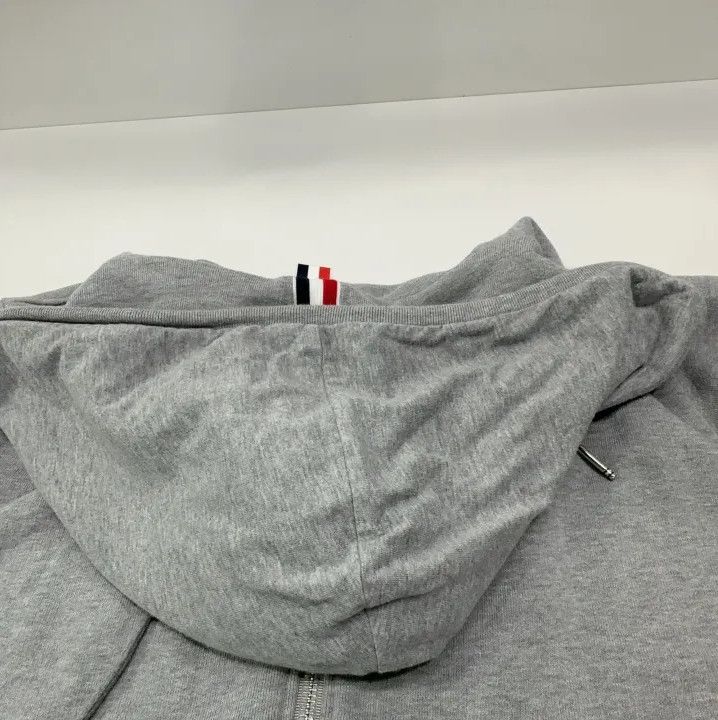 Thom Browne Thom Browne Gray Zip-Up Hoodie with Stripes Size US M / EU 48-50 / 2 - 9 Thumbnail