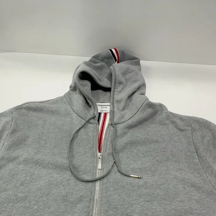 Thom Browne Thom Browne Gray Zip-Up Hoodie with Stripes Size US M / EU 48-50 / 2 - 12 Thumbnail