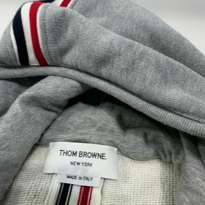 Thom Browne Thom Browne Gray Zip-Up Hoodie with Stripes Size US M / EU 48-50 / 2 - 7 Thumbnail