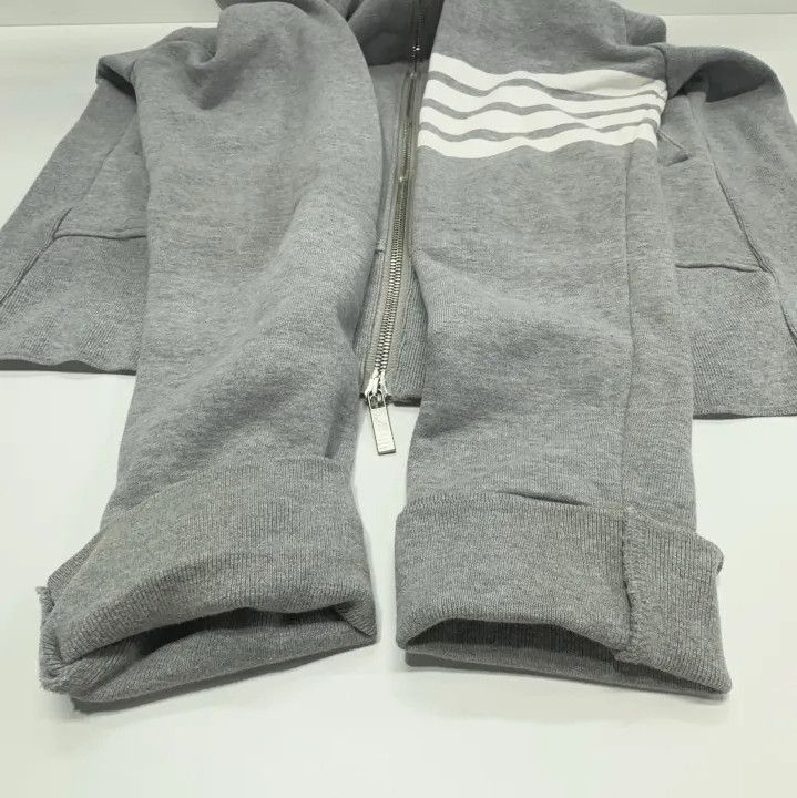 Thom Browne Thom Browne Classic Gray Hoodie with Four Stripes Size US XL / EU 56 / 4 - 11 Thumbnail