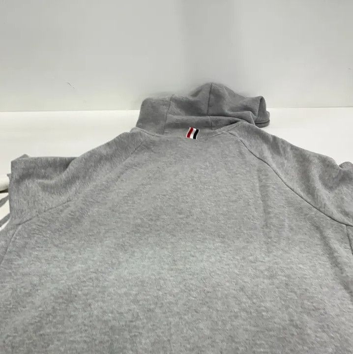 Thom Browne Thom Browne Classic Gray Hoodie with Four Stripes Size US XL / EU 56 / 4 - 13 Thumbnail