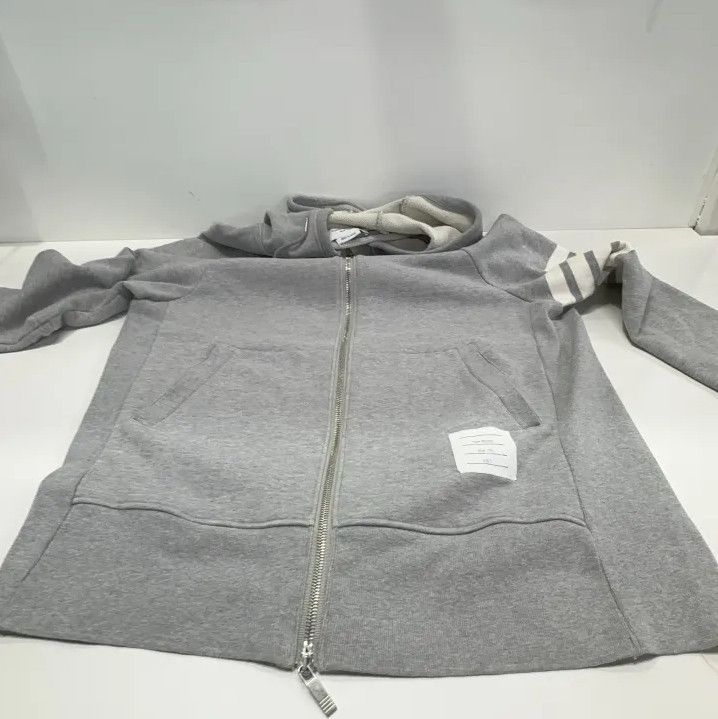 Thom Browne Thom Browne Classic Gray Hoodie with Four Stripes Size US XL / EU 56 / 4 - 8 Thumbnail
