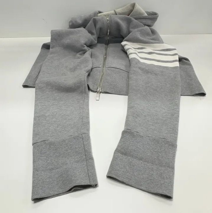 Thom Browne Thom Browne Classic Gray Hoodie with Four Stripes Size US XL / EU 56 / 4 - 12 Thumbnail