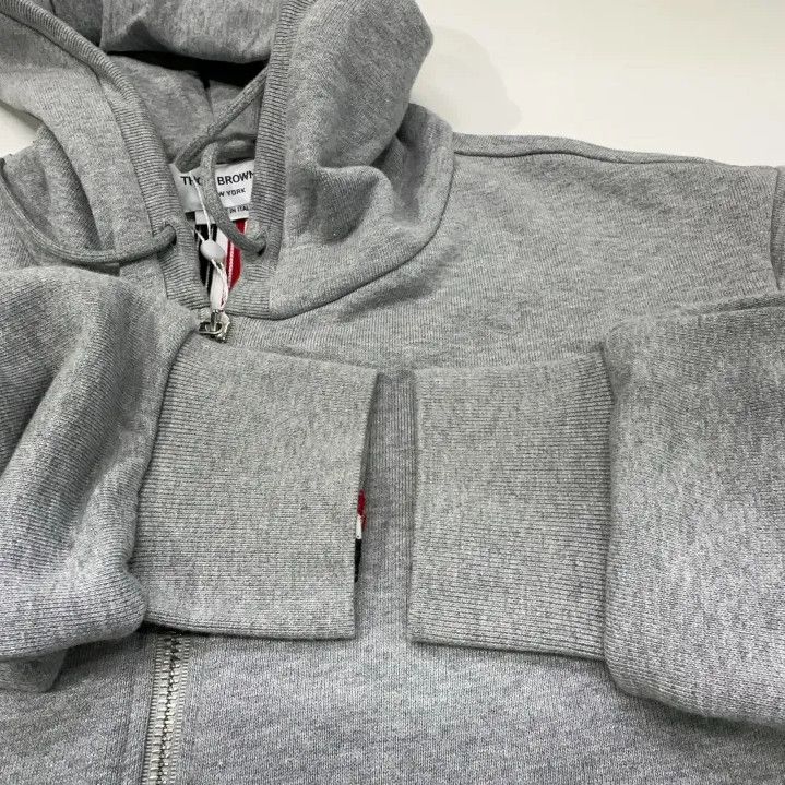 Thom Browne Thom Browne Gray Zip-Up Hoodie with Stripe Details Size US M / EU 48-50 / 2 - 8 Thumbnail