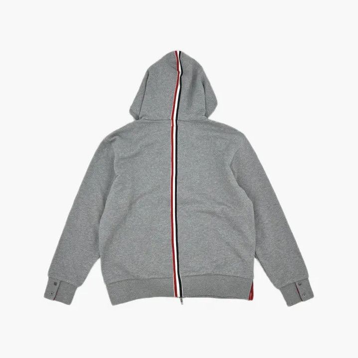 Thom Browne Thom Browne Gray Zip-Up Hoodie with Stripe Details Size US M / EU 48-50 / 2 - 3 Thumbnail