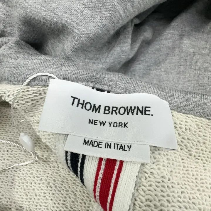 Thom Browne Thom Browne Gray Zip-Up Hoodie with Stripe Details Size US M / EU 48-50 / 2 - 6 Thumbnail