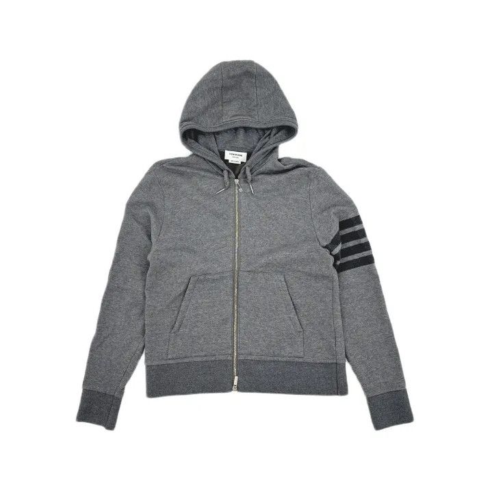 Thom Browne Thom Browne Classic Grey Hooded Zip Sweatshirt Size US M / EU 48-50 / 2 - 2 Thumbnail