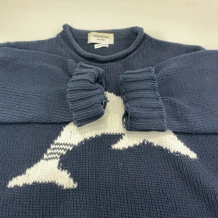 Thom Browne Thom Browne Navy Blue Dolphin Knit Sweater Size US M / EU 48-50 / 2 - 7 Thumbnail