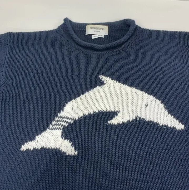 Thom Browne Thom Browne Navy Blue Dolphin Knit Sweater Size US M / EU 48-50 / 2 - 8 Thumbnail