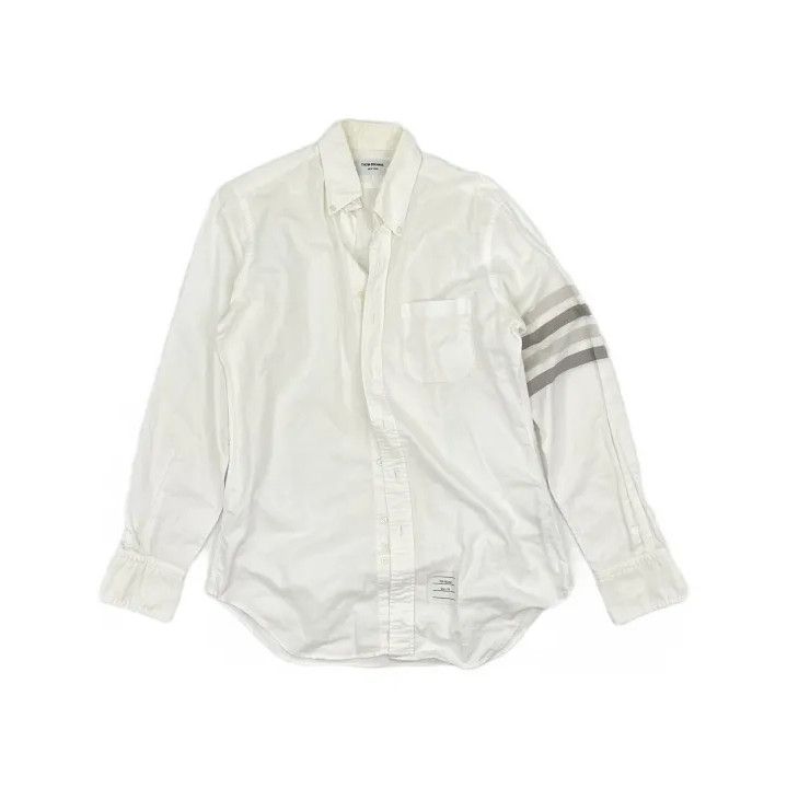 Thom Browne Thom Browne White Casual Long Sleeve Shirt Size US M / EU 48-50 / 2 - 2 Thumbnail