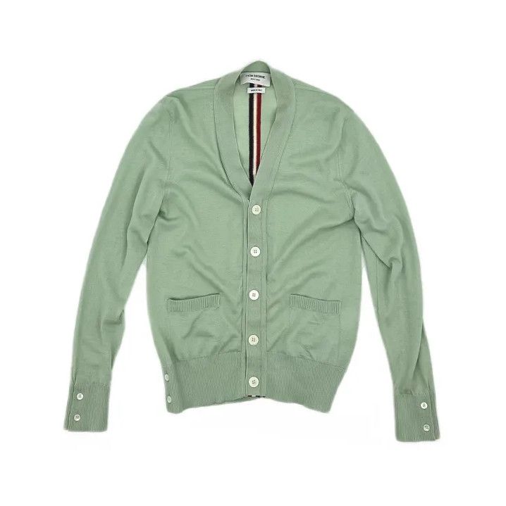 Thom Browne Thom Browne Green V-Neck Wool Cardigan Sweater Size US M / EU 48-50 / 2 - 2 Thumbnail