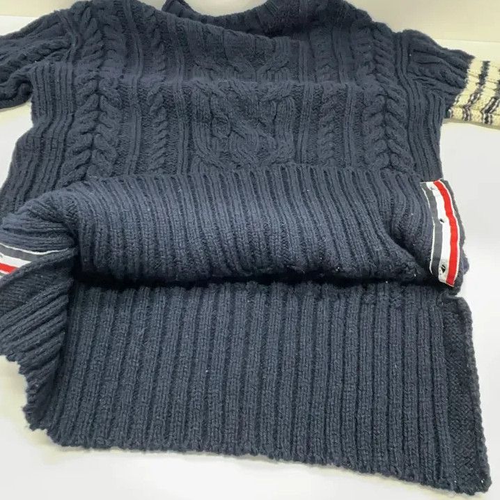 Thom Browne Thom Browne Navy Cable Knit Wool Sweater Size US L / EU 52-54 / 3 - 8 Thumbnail