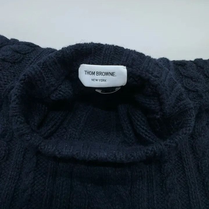 Thom Browne Thom Browne Navy Cable Knit Wool Sweater Size US L / EU 52-54 / 3 - 6 Thumbnail