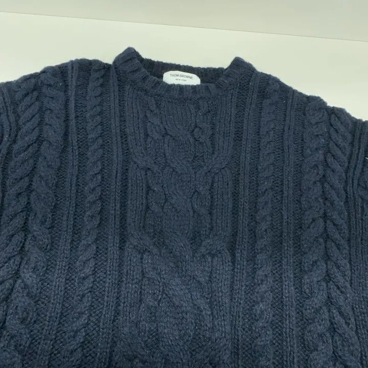 Thom Browne Thom Browne Navy Cable Knit Wool Sweater Size US L / EU 52-54 / 3 - 7 Thumbnail