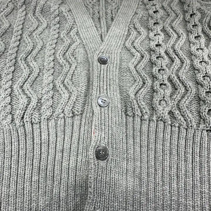 Thom Browne Thom Browne Gray Striped Cardigan Sweater for Men Size US S / EU 44-46 / 1 - 9 Thumbnail